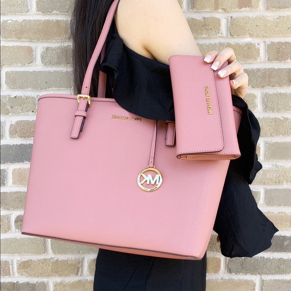 Michael Kors Pink tote trifold wallet SET - Picture 4 of 8
